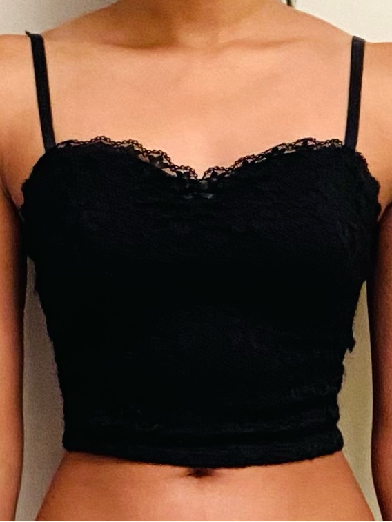Black Lacey Cropped Cami/Tank Top